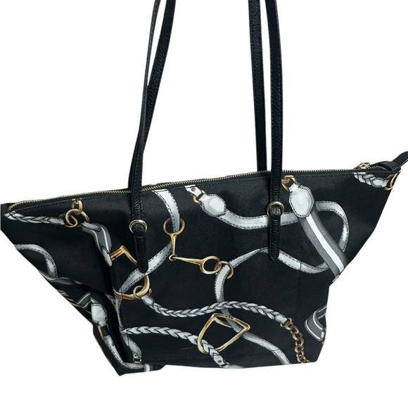 🆕 Ralph Lauren Chadwick black equestrian print Tote Bag - Picture 4 of 13